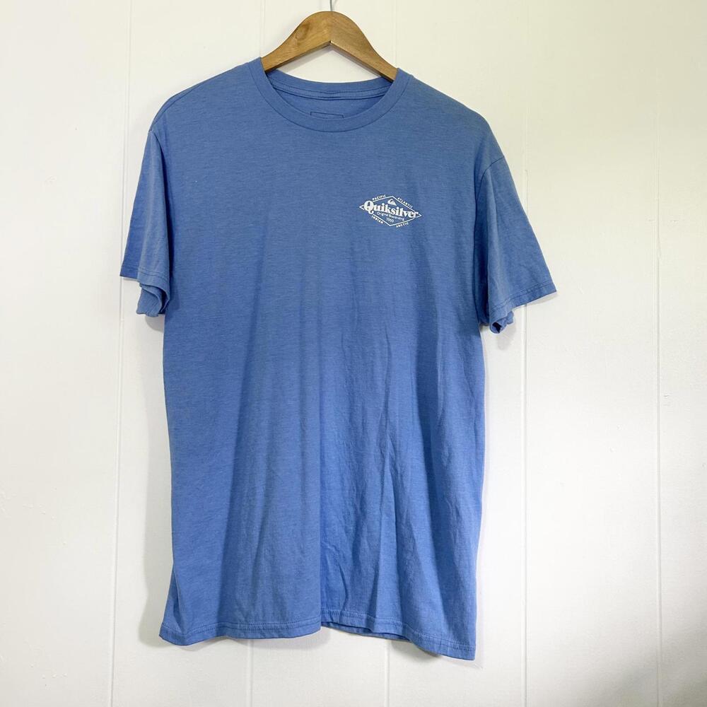 Quiksilver Blue Graphic Tee Short Sleeve T-shirt Regular Fit Tee Men's Large